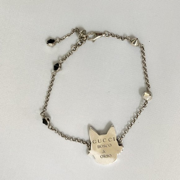 Gucci Bosco Dog Bracelet with Crystals in Silver - Picture 3 of 7